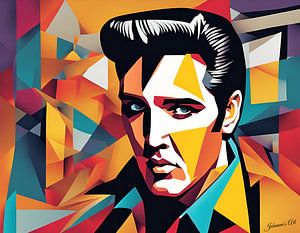 Abstracte kunst van Elvis Presley 2 van Johanna's Art