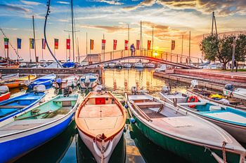 Bardolino harbour with sunset