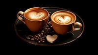 Cappuccino coffee with beans panorama