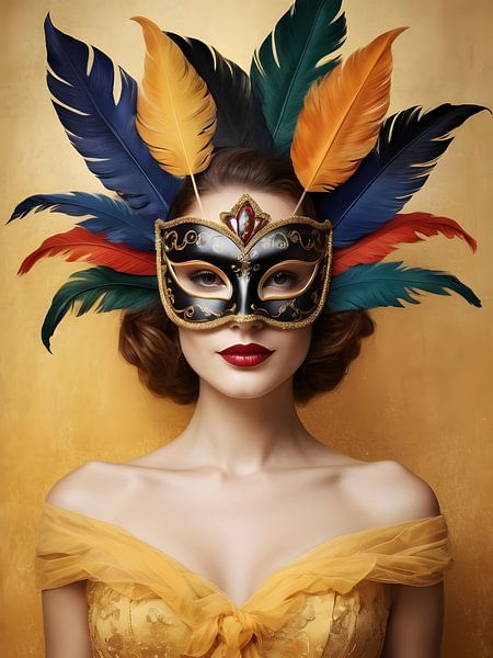 A woman in a carnival mask by 1xMerch