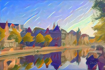Abstract Painting Haarlem along the Spaarne by Slimme Kunst.nl
