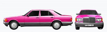 Mercedes-Benz S-Klasse W 126 dubbelaanzicht in roze
