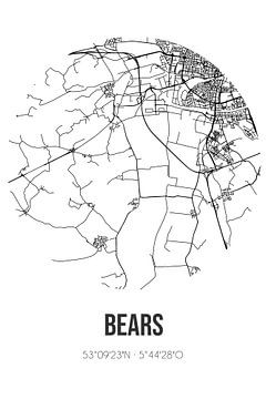 Bären (Fryslan) | Karte | Schwarz und weiß von Rezona