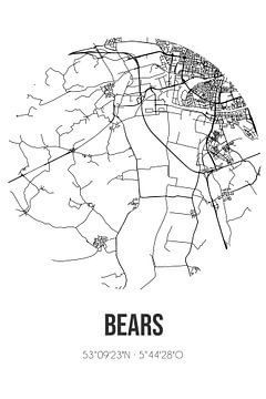 Bears (Fryslan) | Map | Black and white by Prints of Place