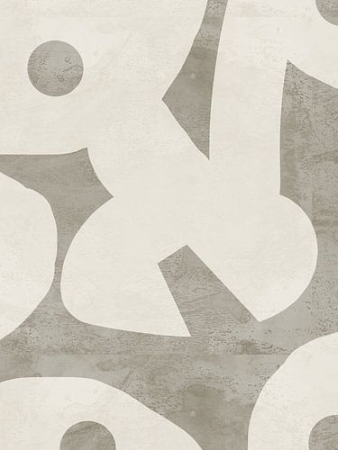 Japandi abstract in zacht grijs en crème