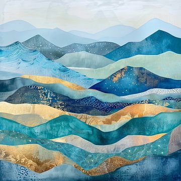 Berglandschap in blauw en goud
