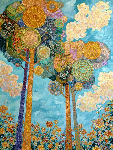 Colorful Blooming Forest