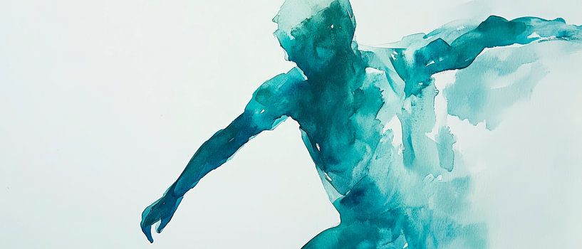 Aquarell des bewegten Körpers in Blau von Poster Art Shop