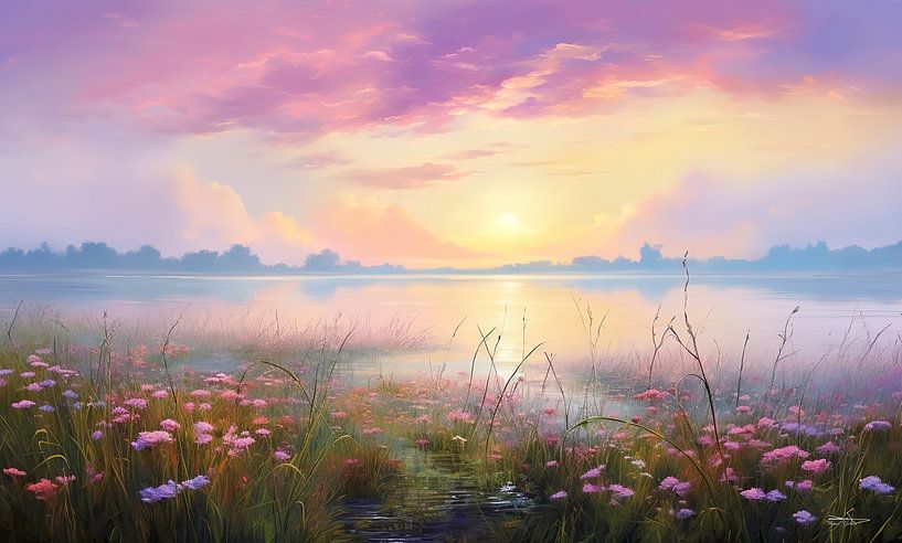 landschap in zachte kleuren van Gelissen Artworks