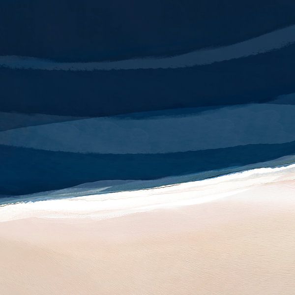 Minimal Beach Abstract 2 | Indigo and Tan par Menega Sabidussi
