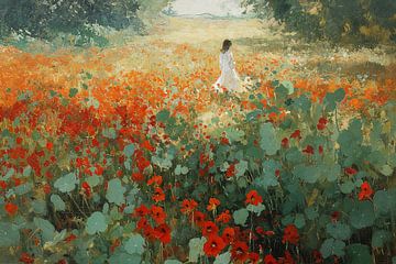 Dame in Nasturtium Tuin no.6 van Studio BB