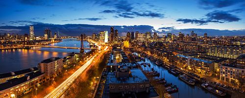 Rotterdam blauwe uur panorama