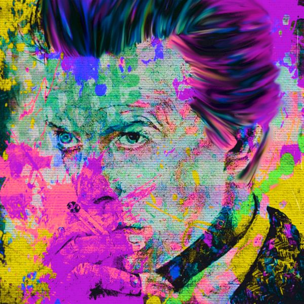 Motief David Portret Bowie Geel Zomer Splash Pop Art PUR van Felix von Altersheim