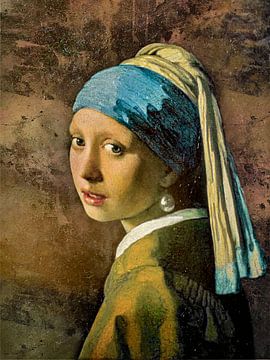 Het Meisje met de Parel. Stoer Portret met Blauw van Alie Ekkelenkamp