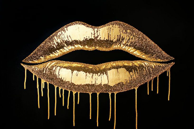 Goldene Lippen mit Farbverlauf – Glamourös von Poster Art Shop