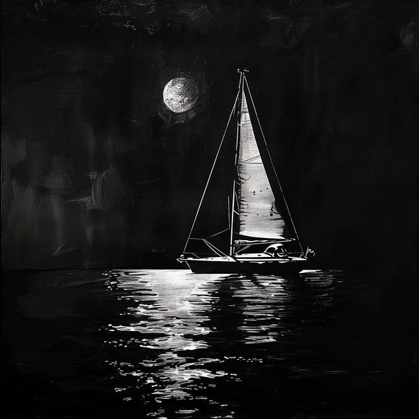 Segelboot Mondschein künstlerisch von TheXclusive Art