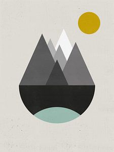 Abstracte Retro Berglandschap Poster - Noordse Wanddecoratie