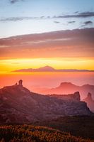 Spanien - Sonnenuntergang auf dem Pico de Las Nieves auf Gran Canaria mit Blick auf den Roque Nublo (0043)