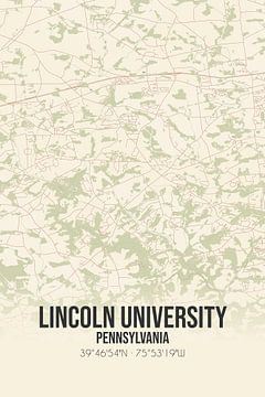 Carte d'époque de l'Université de Lincoln (Pennsylvanie), États-Unis. sur Rezona