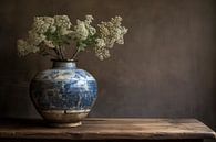 Still life blue vase with white flowers by Digitale Schilderijen thumbnail