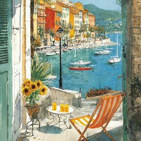 Vue sur la Méditerranée depuis le balcon sur IamHome Studio