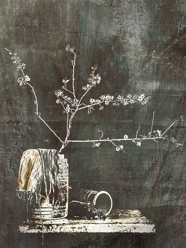 Stilleven met bloemen. Graphics. Bloesem.