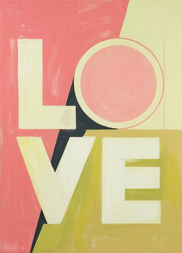 Typografie LOVE: abstract in pastel & olijfgroen