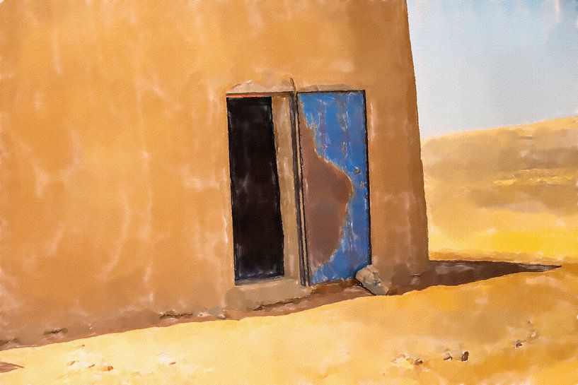 Eingang einer Lehmhütte in der Wüste von Frank Heinz