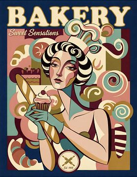 Süße Sensationen: Retro Bäckerei Kunst Poster
