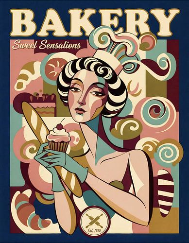 Sweet Sensations: Retro Bakery Art Poster