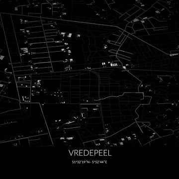 Schwarz-weiße Karte von Vredepeel, Limburg. von Rezona