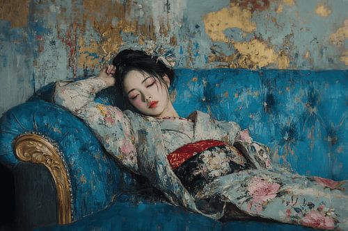 Dromende geisha op sofa