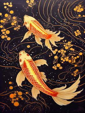 Dekorative Goldene Koi Karpfen von Frank Daske | Foto & Design