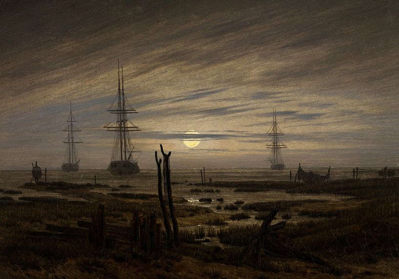 Schepen voor anker , Caspar David Friedrich- ca. 1816 van Het Archief