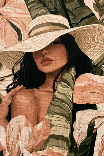 Summer Romance – Impressionist Still Life with a Straw Hat and Peonies