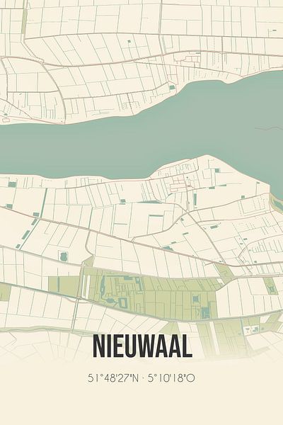 Carte ancienne de Nieuwaal (Gueldre) par Affiches de lieux