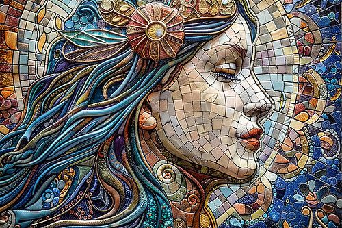 vrouw in mozaiek