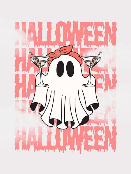 Halloween ghost with martini glasses by ArtDesign by KBK