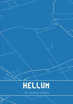 Blaupause | Karte | Hellum (Groningen) von Rezona