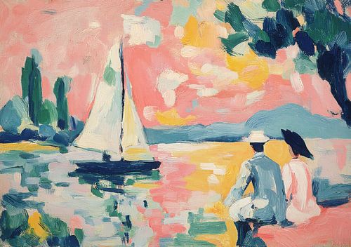 Abstract sailboat scene
