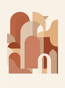 Terracotta & Earth Tone Mid-Century Abstract Shapes