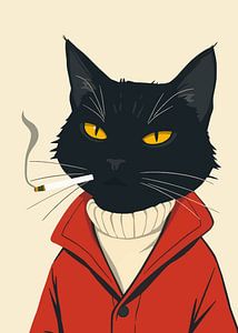 Schwarze Katze Rauchen