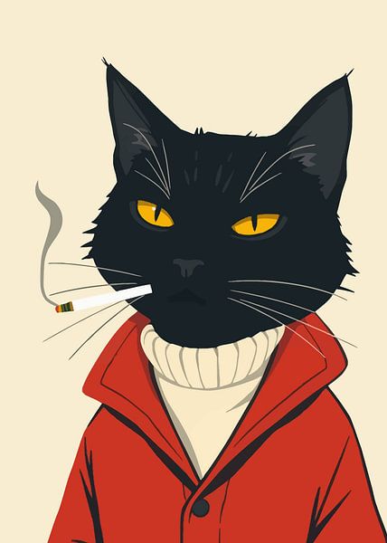 Chat noir fumeur par MIROKKU