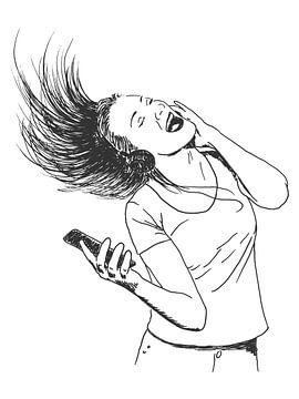 Voel je vrij! (lintekeninposter zingen jonge meid tienerkamer muziek feest mobiele telefoon dansen) van Natalie Bruns