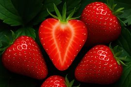 Red strawberry with heart-shaped detail by Imperial Art House