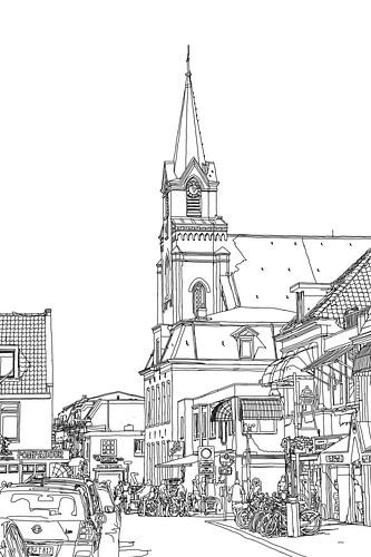 Tekening Egmond aan Zee Nederland  Pentekening Lijntekening