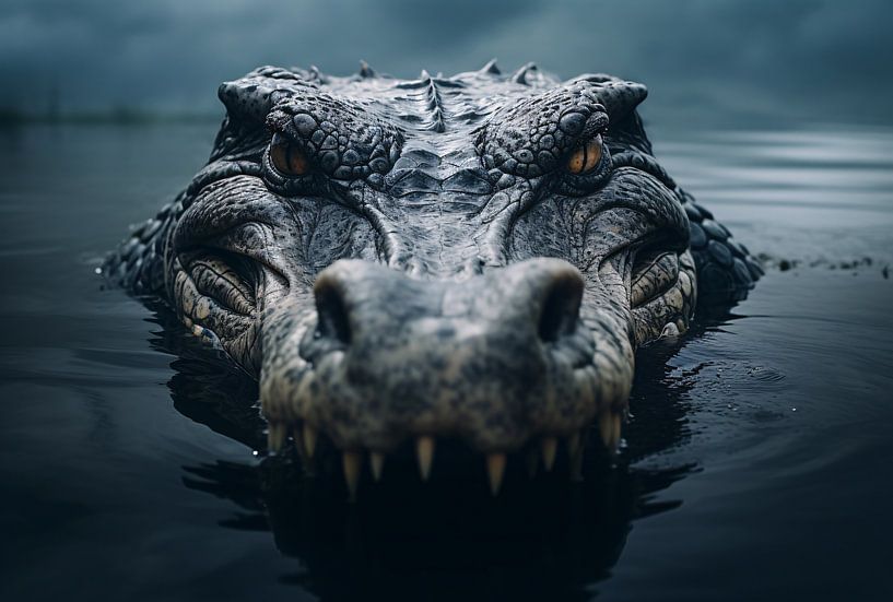 Portrait d'un crocodile dans l'eau par Thilo Wagner