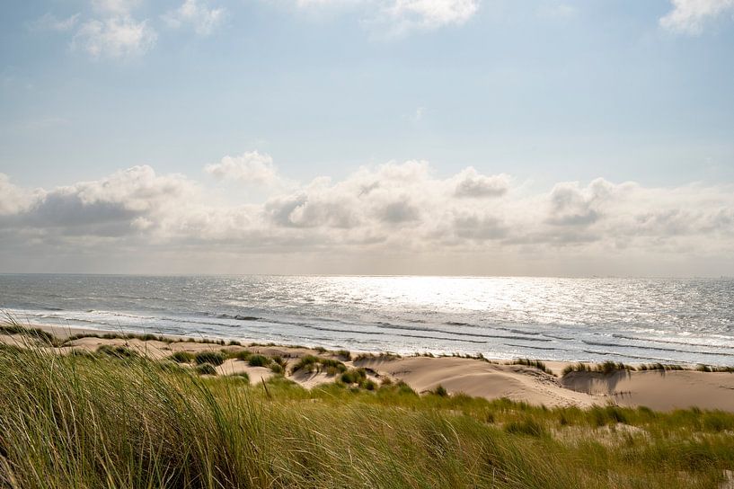 Summer in the dunes with clouds drifting over the sea by Sjoerd van der Wal Photography