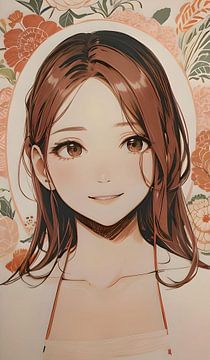 Anime portrait girl with brown hair and brown eyes by Emiel de Lange