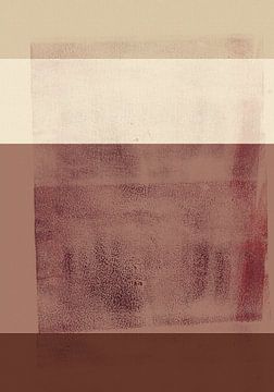 Abstract minimalist landscape in white, dark red and terracotta. by Dina Dankers